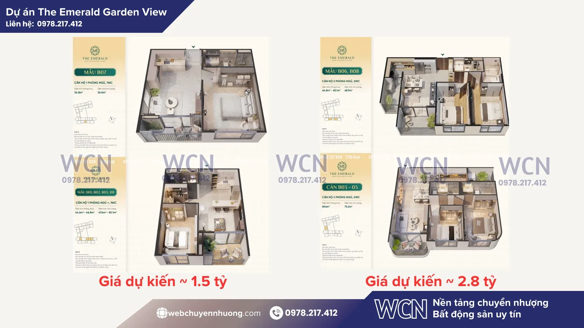 Layout mặt bằng căn hộ Emerald Garden View - Mặt bằng căn hộ The Emerald Garden View – Layout chi tiết