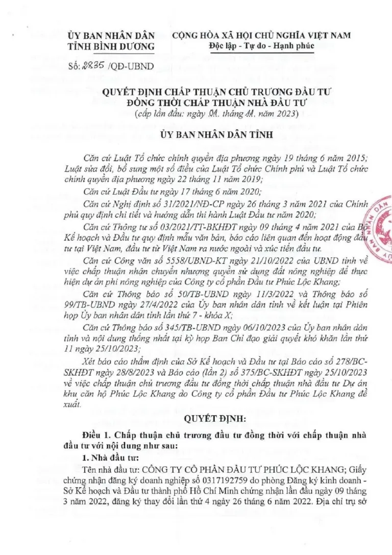 Chấp thuận chủ trương đầu tư – Khẳng định quy mô và mục tiêu dự án - Pháp Lý Dự Án Căn Hộ TT Avio mới nhất năm 2026