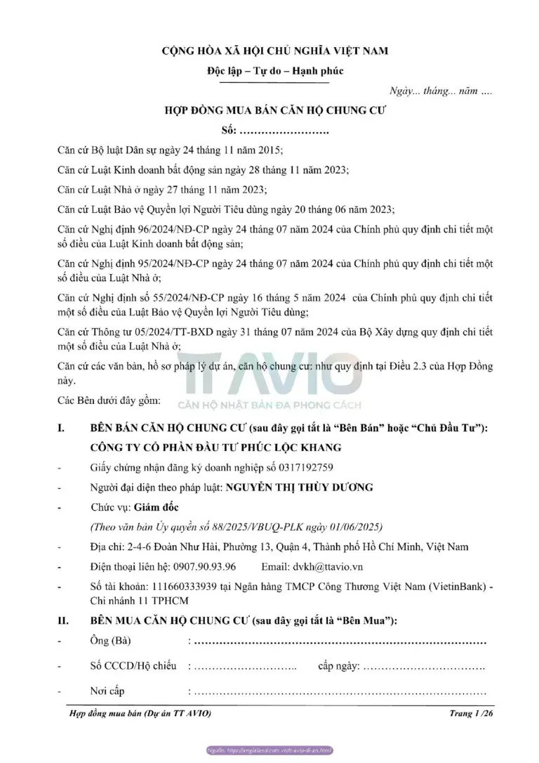 Các Bên Tham Gia Hợp Đồng - Tư Vấn Chi Tiết Về Hợp Đồng Mua Bán Căn Hộ TT Avio